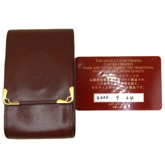 RARE Cartier Bordeaux Burgundy Leather Slim Cigarette Case Multi Pouch (EUC ) - Picture 3 of 9